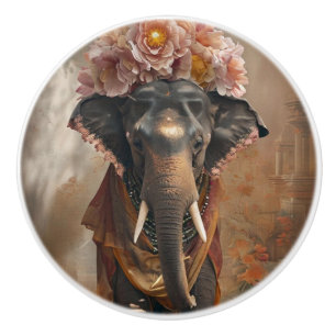 Pomo De Cerámica Armonía floral elefante