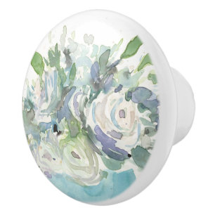 Pomo De Cerámica Arreglo de la primavera - ramo de la acuarela