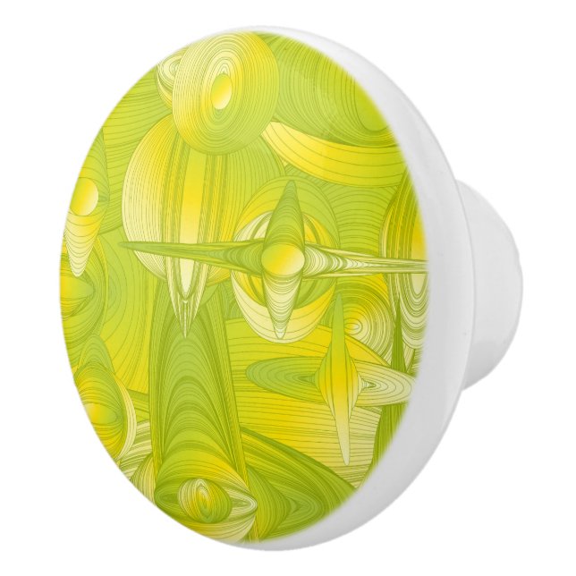 Pomo De Cerámica Art déco amarillo y verde (Derecha)