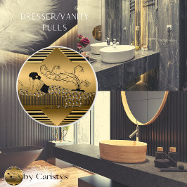 Pomo De Cerámica Art Deco Bronze Black Lady Relax
