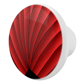 Pomo De Cerámica Art Deco Diseño De Ventilador De Cerámica Roja