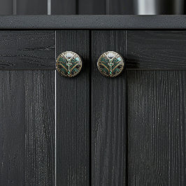 Pomo De Cerámica Art Deco Gold Filigree Esmeralda Verde y Negro