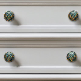 Pomo De Cerámica Art Decó Oro Verde azulado Art Nouveau
