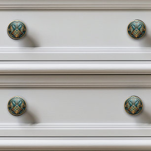 Pomo De Cerámica Art Decó Oro Verde azulado Art Nouveau