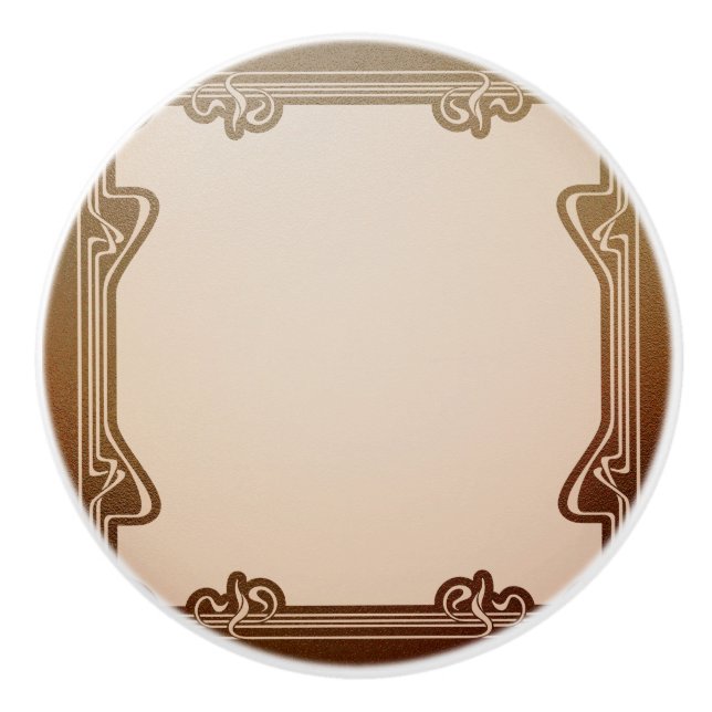 Pomo De Cerámica Art Nouveau, beige, marrón, antigüedades, belle ép (Anverso)