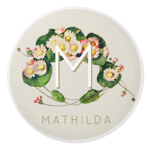 Pomo De Cerámica Art Nouveau Daisies fue un monograma para personal