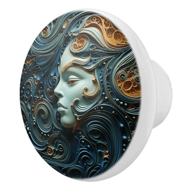 Pomo De Cerámica Arte 3D de Moonlit Woman (Derecha)