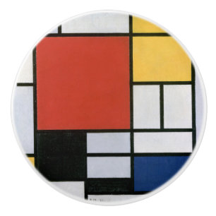 Pomo De Cerámica Arte abstracto rojo azul amarillo de Piet Mondrian