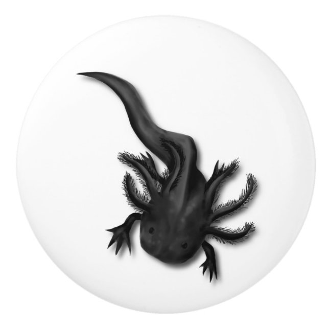 Pomo De Cerámica Arte Axolotélico Melanoico Negro (Anverso)