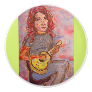 Pomo De Cerámica arte chica de ukulele