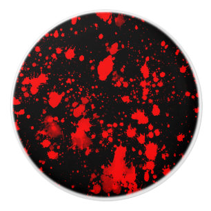 Pomo De Cerámica Arte colorido de salpicaduras de pintura negra roj