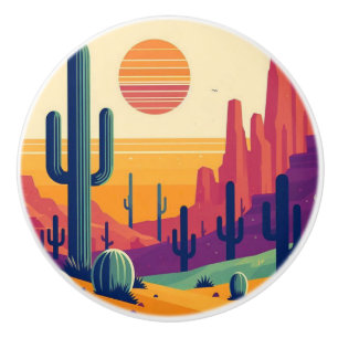 Pomo De Cerámica Arte colorido del desierto del sudoeste