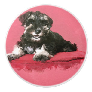 Pomo De Cerámica Arte de Digitaces de la acuarela del perrito del