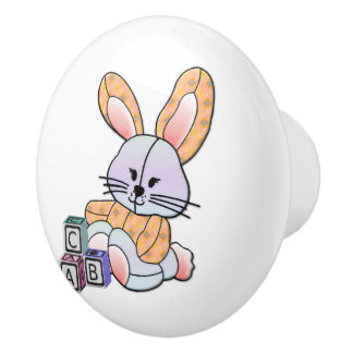 Pomo De Cerámica Arte de guardería personalizado - Conejito