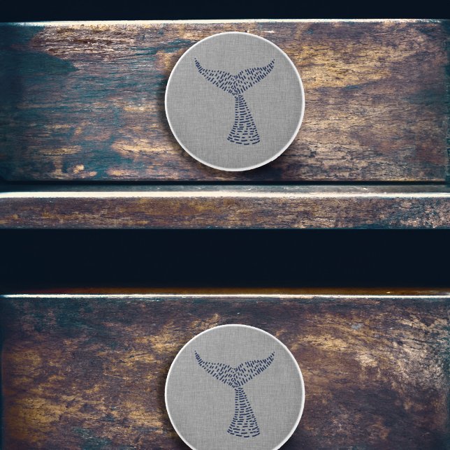 Pomo De Cerámica Arte de la línea de cola de ballena náutica (Nautical Whale Tail Line Art Ceramic Knob)