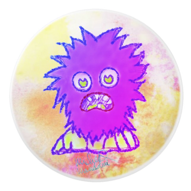 Pomo De Cerámica Arte de Micheal Purple Jeek Extracción cerámica (Anverso)