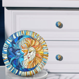 Pomo De Cerámica Arte de mosaico de sol y luna