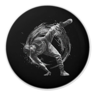 Pomo De Cerámica Arte de movimiento monocromo de estilo urbano