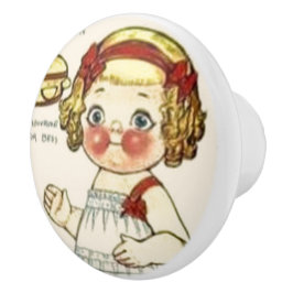 Pomo De Cerámica Arte de muñeca de papel Dolly Dingle Navideño vint