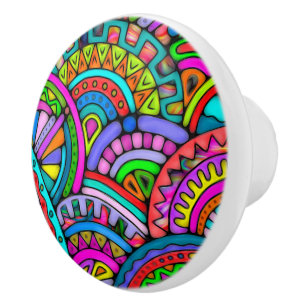 Pomo De Cerámica Arte de patrón pintado a mano y digitalmente 27