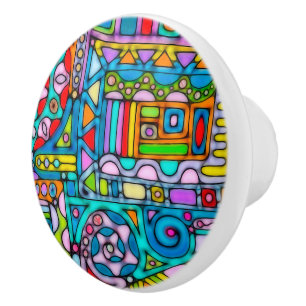 Pomo De Cerámica Arte de patrón pintado a mano y digitalmente 53