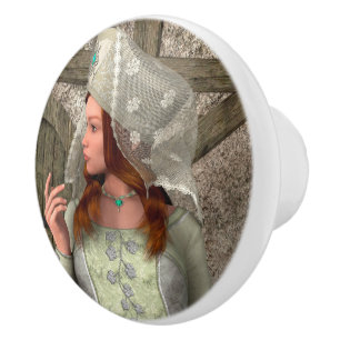 Pomo De Cerámica Arte de princesa medieval renacentista vintage