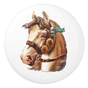 Pomo De Cerámica Arte de retrato de animales victorianos de época b