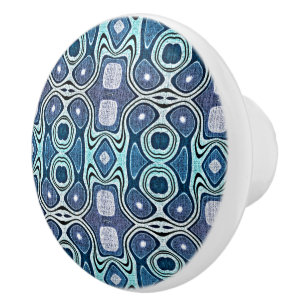 Pomo De Cerámica Arte de tribu étnica violeta de color azul oscuro 