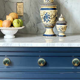 Pomo De Cerámica Arte Deco Hermoso Pavo Real Azul Turquesa Dorado