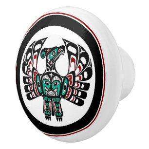Pomo De Cerámica Arte del noroeste Thunderbird del Haida de la