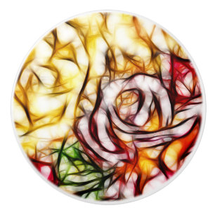 Pomo De Cerámica Arte floral abstracto luz amarilla resplandor