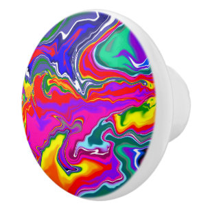 Pomo De Cerámica Arte fluido del río Arcoiris