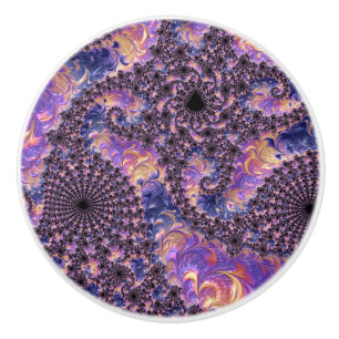 Pomo De Cerámica Arte fractal de tono de joya colorido boho groovy