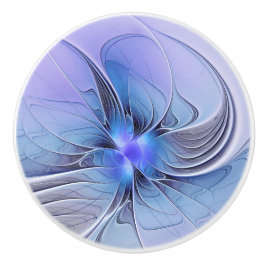 Pomo De Cerámica Arte fractal moderno abstracto lavanda azul