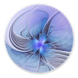 Pomo De Cerámica Arte fractal moderno abstracto lavanda azul