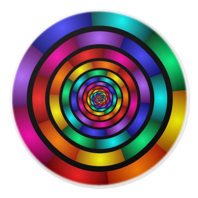 Pomo De Cerámica Arte fractal moderno y psicodélico (Anverso)