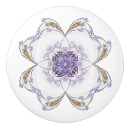 Pomo De Cerámica Arte fractal morado y dorado de aspecto floral