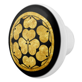 Pomo De Cerámica Arte Oriental Mon Chosokabe Japón Falso Oro Vintag