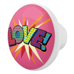 Pomo De Cerámica Arte Pop de Cómic Retro Divertido del AMOR