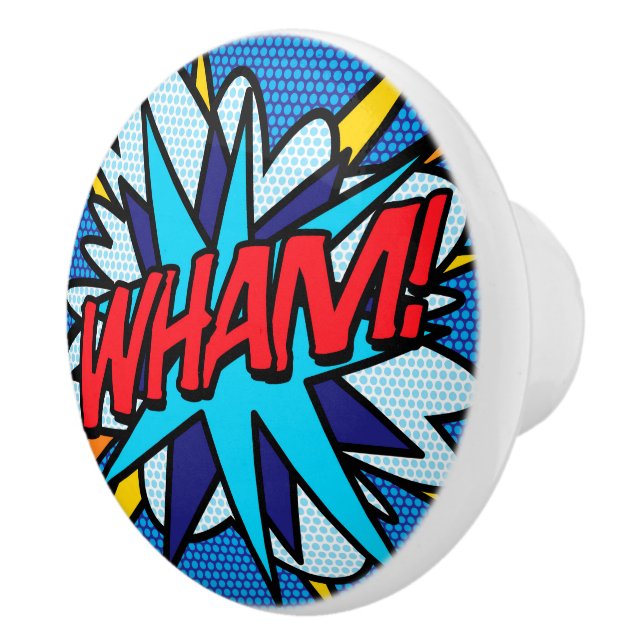Pomo De Cerámica Arte pop de cómics retro de WHAM (Derecha)
