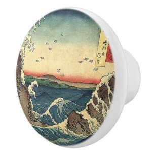 Pomo De Cerámica Arte tradicional japonés mar Ukiyo-e onda oceánica