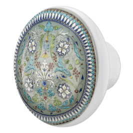 Pomo De Cerámica Arte Victoriano Vintage Estilo Turco Gris Azul