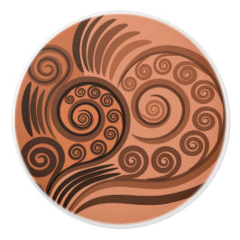 Pomo De Cerámica Artsy Naranja Curly Swirls Knob cerámico