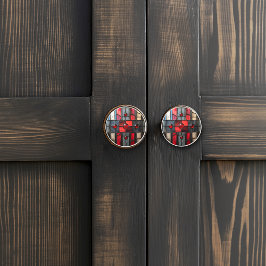 Pomo De Cerámica Aspecto industrial negro y rojo de vidrio manchado