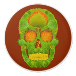Pomo De Cerámica Aspen Leaf Skull 10