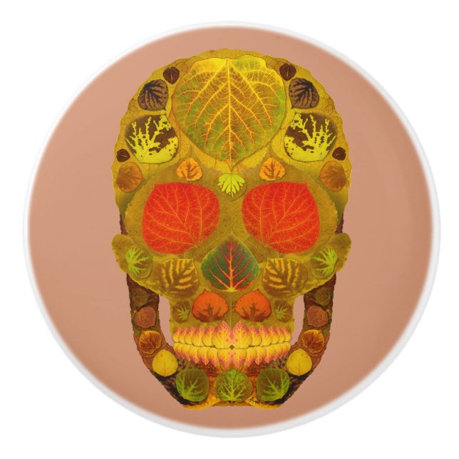 Pomo De Cerámica Aspen Leaf Skull 12 (Anverso)