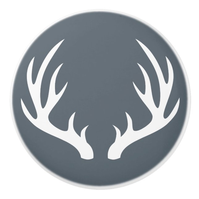 Pomo De Cerámica Astas blancas de los ciervos rústicas (Anverso)