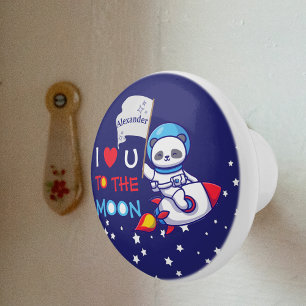 Pomo De Cerámica Astronauta Cute Panda De Oso En Los Niños De Los B