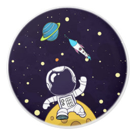 Pomo De Cerámica Astronauta espacial explorando el espacio ultrater