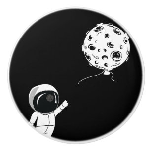 Pomo De Cerámica Astronauta lindo y la luna